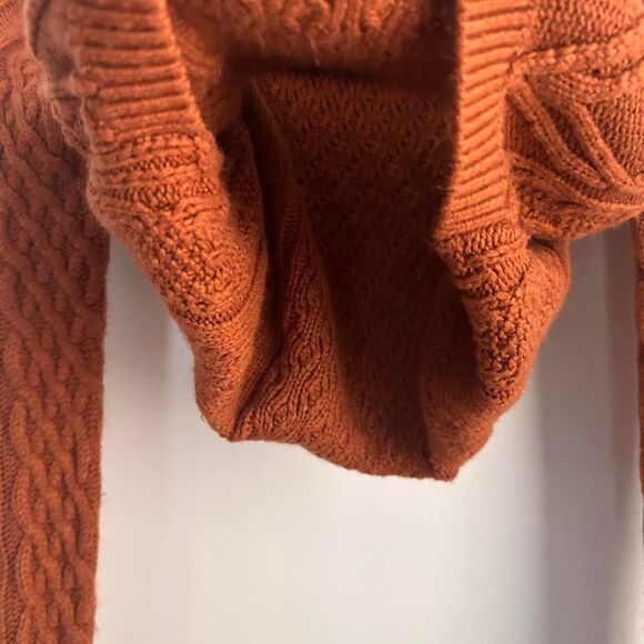 Sky to the Moon Rust Fisherman Cropped Faux 2-Piece Sweater Indie Knit (Size S) - Picture 5 of 7